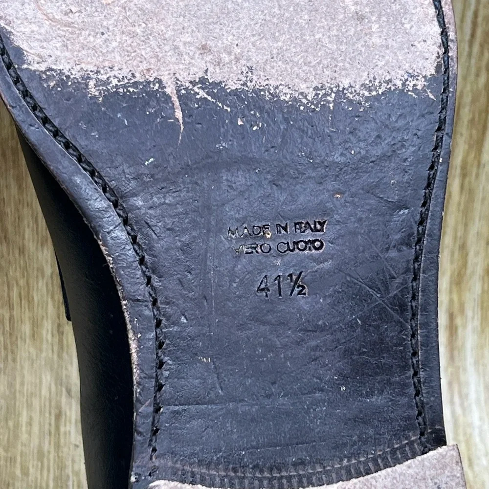 Suitsupply Penny Loafers Men's Size 8.5 Black Leather Made in Italy Dress Shoes